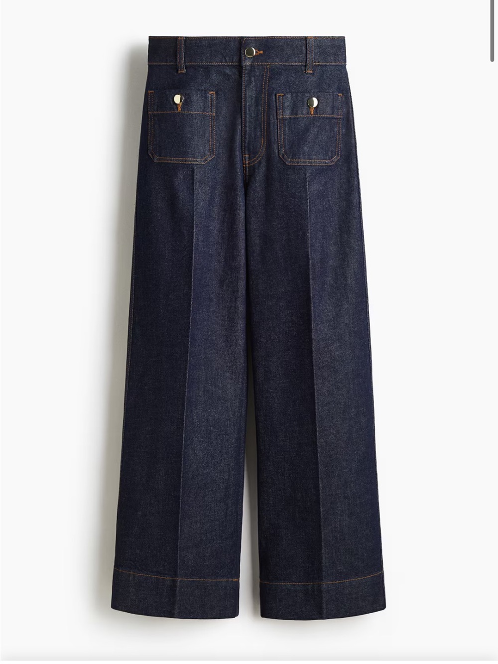 H&M Men's Relaxed Wide-Leg Dark Indigo Jeans